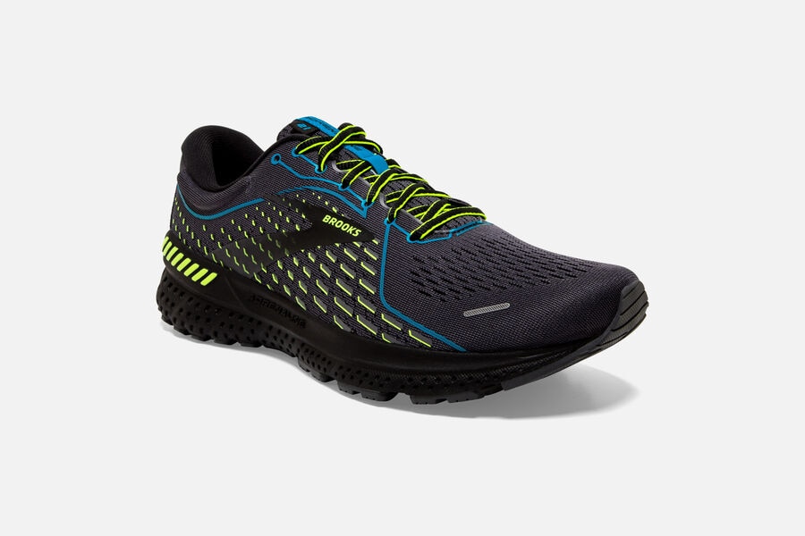 Brooks Running Shoes - Adrenaline GTS 21 Road Mens - Black/Blue - RPI-921538